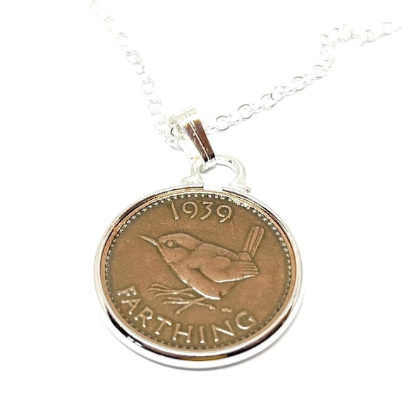 Coin Pendant, 1939 Silver Sixpence with Sterling Chain