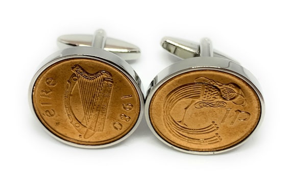 45th Birthday / Anniversary Irish 1 pence cufflinks from 1980, 45th Birthday, mens gift idea, 1980 gift idea, 45tht birthday present HT