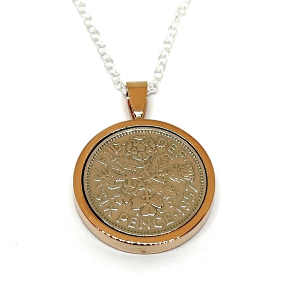 Round Pendant 1957 Lucky sixpence 68th Birthday plus a Sterling Silver 18in Chain, 68th birthday , 68th, gift from 1957 Thinking Of You RG