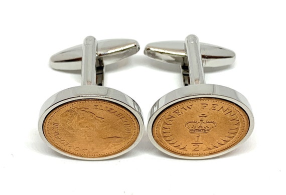 53rd Birthday 1971 Birthday Old Half Pence Coin Cufflinks, 1971 53rd birthday, 53rd mens gift, gift for him, Fathers Day Gift, Dads 53rd