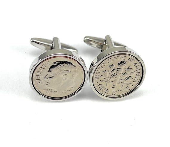 2003 American Dime Coin Cufflinks 22nd Birthday Gift: Silver Plated Backs