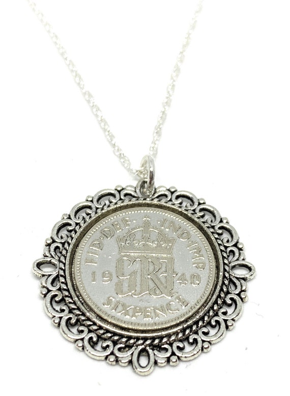 Fancy Pendant 1940 Lucky sixpence 83rd Birthday plus a Sterling Silver 18in Chain 83rd birthday gift for her