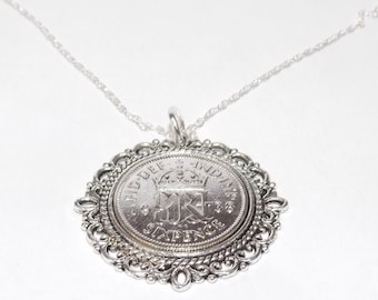 Fancy Pendant 1938 Lucky sixpence 86th Birthday plus a Sterling Silver 22in Chain 86th birthday gift for her Thinking Of You, Mum Dad