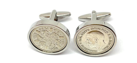 1935 90th Birthday Gift Sixpence coin cufflinks Genuine Sixpence from 1935 Dad, Brother, Uncle Birthday gift for him