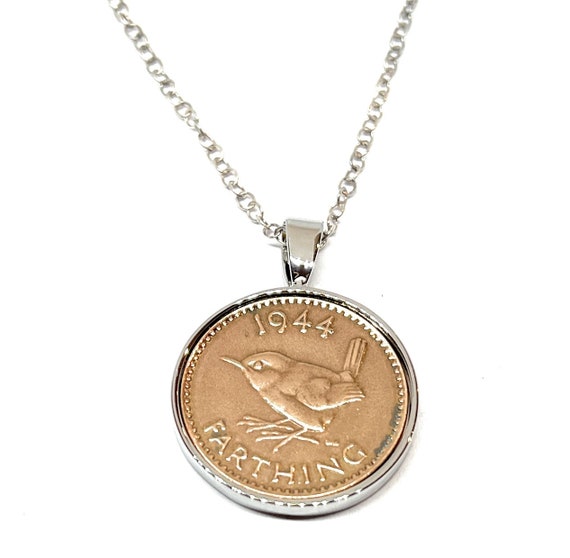 Round Solid Pendant 1944 Lucky Farthing 81st Birthday plus a Sterling Silver Chain 81st birthday gift for women Thinking Of You, SLV