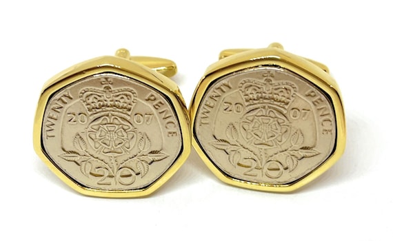 18th Birthday gift 2007 20p Coin Cufflinks - Mens Wedding Anniversary, Unique 18th Anniversary Jewelry