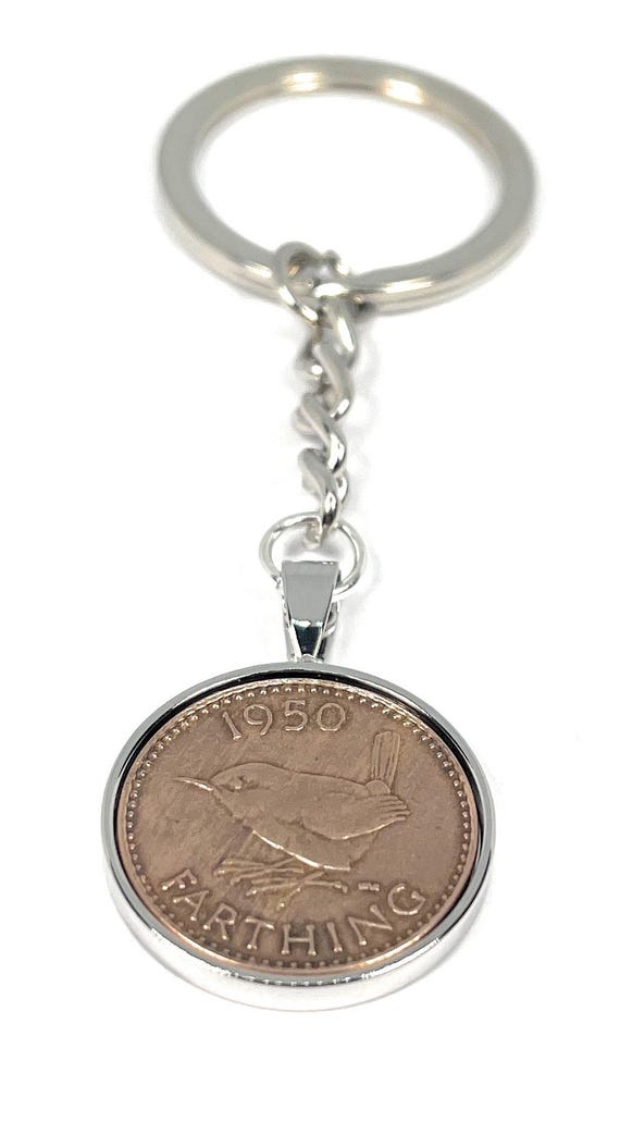 1950 75th Birthday Keyring-Farthing Keyring- Mum, Dad, Brother, Sister- 75th Birthday-Coin Keyring, Farthing Coin, 75th Anniversary