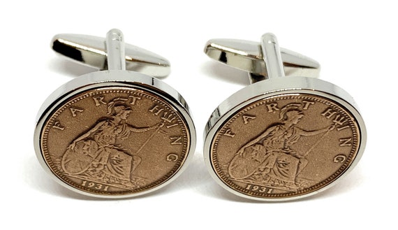 93rd Birthday 1931 Farthing Coin Cufflinks - 1931 93rd birthday cufflinks Slv Thinking Of You,  Special Friend, Mum, Loved One, 93rd dad