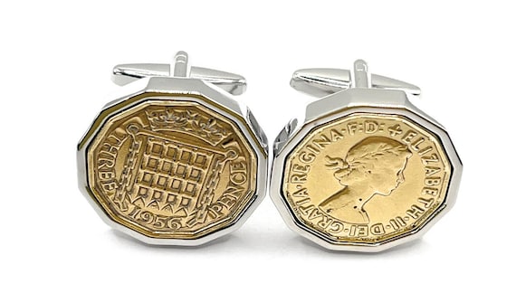 Premium 1956 Lucky Threepence cufflinks for a 69th Birthday cufflinks 69th Dad, 69th Brother, Fathers day HT SLV