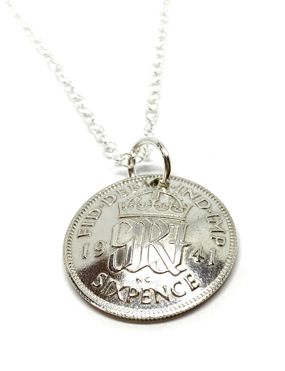 1941 Sixpence Domed sixpence pendant 82nd birthday.  Great gift for her from 1941 - mothers day gift idea Thinking Of You,  Special Friend
