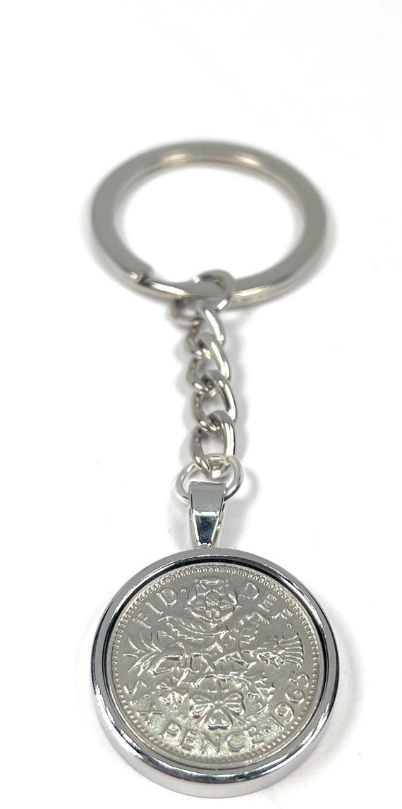 1965 60th Birthday Keyring-Sixpence Keyring- Mum, Dad, Brother, Sister- 60th Birthday-Coin Keyring, Sixpence Coin, 60th Anniversary, 6d