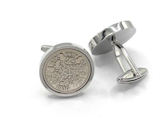 89th Birthday Gift for him 1936 Sixpence Coin Cufflinks, 89th Anniversary, Dad birthday gift,