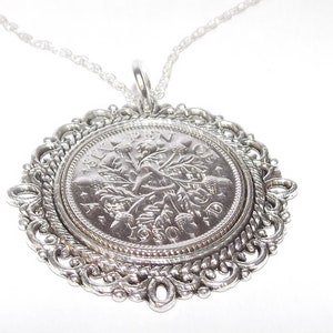 1930 Sixpence Pendant: 95th Birthday Gift, Sterling Silver Chain