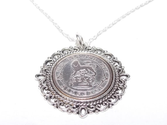 Fancy Pendant 1926 Lucky sixpence 98th Birthday plus a Sterling Silver 18in Chain, 98th birthday, 98th birthday gift, 1926 birthday, 1926