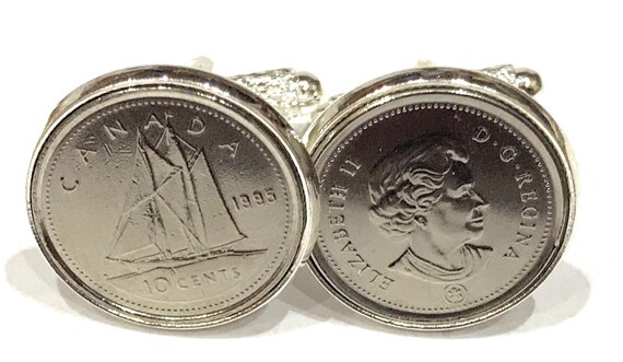 34th Birthday / Anniversary Canadian dime cufflinks from 1991, 34th Birthday, mens gift idea, 1991 gift idea, 34th birthday present Mum, Dad