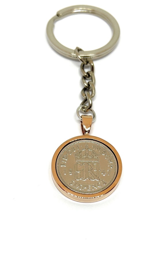 1947 78th Birthday Keyring-Sixpence Keyring- Mum, Dad, Brother, Sister- 78th Birthday-Coin Keyring, Sixpence Coin, 78th Anniversary, RG