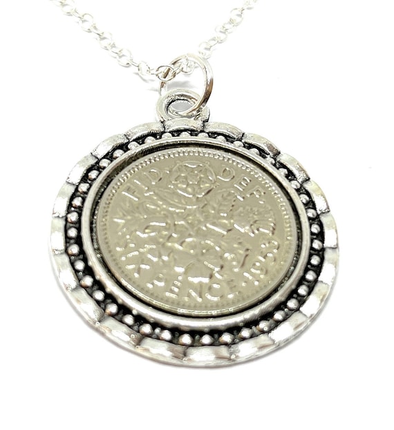 Link Pendant 1953 Lucky sixpence 71st Birthday plus a Sterling Silver 18in Chain 71st birthday gift for her, Thinking Of You, Mum, Dad