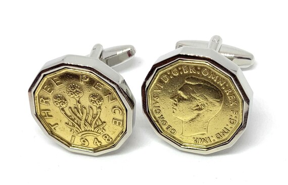 1948 Threepence 3d 77th birthday Cufflinks - Original 1948 threepence coin cufflinks 77th Thinking Of You,  Special Friend, Mum, 77th Dad