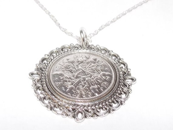 Fancy Pendant 1936 Lucky sixpence 89th Birthday plus a Sterling Silver 18in Chain 1936 89th birthday gift, 89th gift, 1936 gift, ladies gift