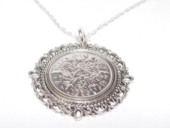 Fancy Pendant 1936 Lucky sixpence 88th Birthday plus a Sterling Silver 18in Chain 1936 88th birthday gift, 88th gift, 1936 gift, ladies gift