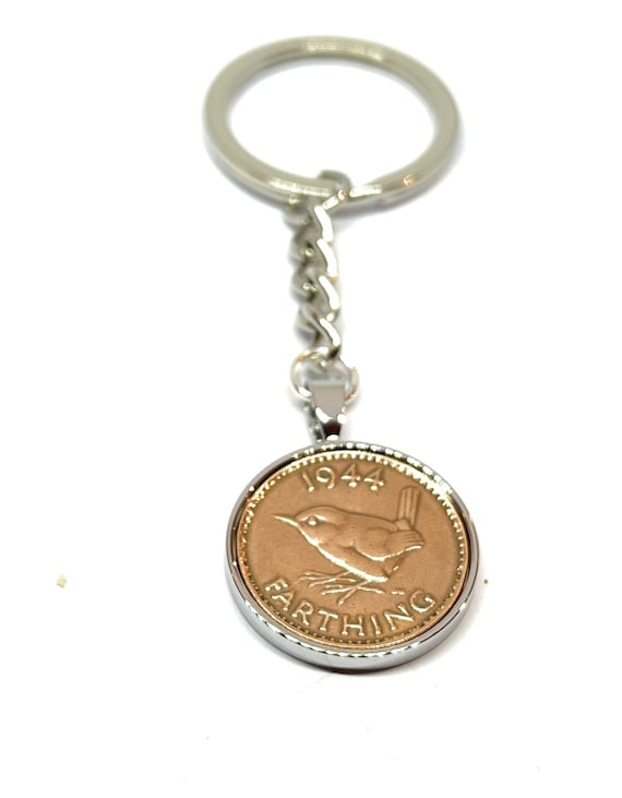 1944 81st Birthday gift Farthing Keyring- Mum, Dad, Brother, Sister- 81st Birthday-Coin Keyring, 81st Anniversary, SLV