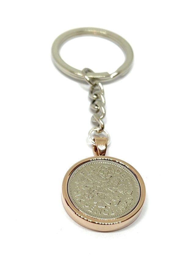 1953 71st Birthday Keyring-Sixpence Keyring- Mum, Dad, Brother, Sister- 71st Birthday-Coin Keyring, Sixpence Coin, 71st Anniversary, RG