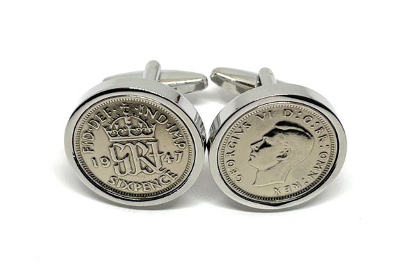 78th Birthday 1947 Gift Sixpence Coin Cufflinks, 78th Anniversary gift, 78th birthday gift, Mens gift, 1947 birthday gift Fathers day gift