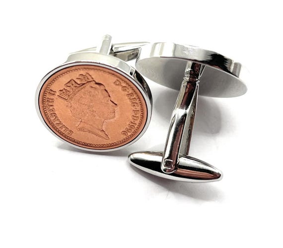 29th Birthday gift 1996 Wedding Anniversary Coin Cufflinks: Silver or Gold Plated backs