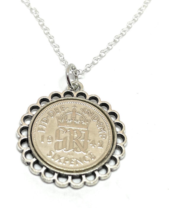 Fine Pendant 1942 Lucky sixpence 809th Birthday plus a Sterling Silver 18in Chain Thinking Of You,  Special Friend, Mum, Dad, Loved One