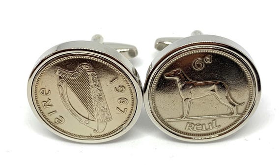 Premium 1967 Lucky Irish sixpence cufflinks for a 58th Birthday cufflinks, 58th  Dad, 58th Brother, Fathers day HT SLV