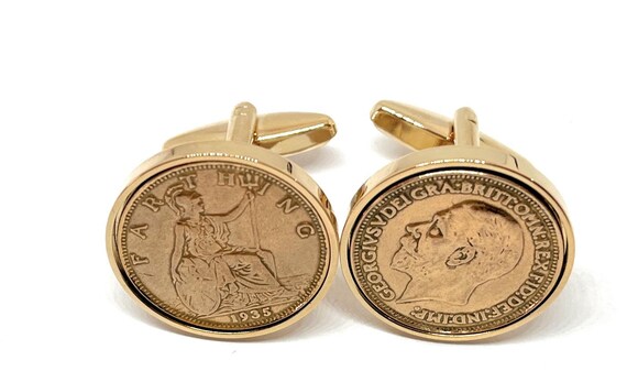 90th Birthday 1935 Gift Farthing Coin Cufflinks, 90th Anniversary gift, 90th birthday gift, 90th gift, 1935 birthday gift - HT