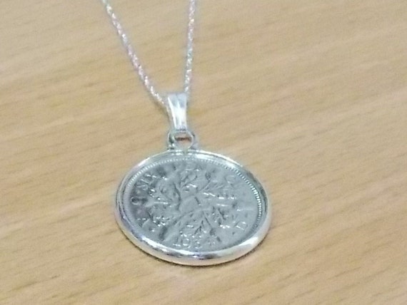 1935 89th Birthday / Anniversary sixpence coin pendant plus 18inch SS chain gift, 89th birthday, 89th birthday gift, 89th gift, 1935 gift,