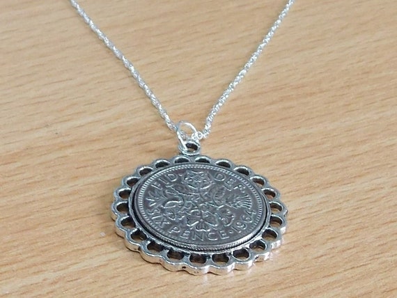 Fine Pendant 1964 Lucky sixpence 61st Birthday plus a Sterling Silver Chain 61st birthday gift for women Thinking Of You,  Special Friend