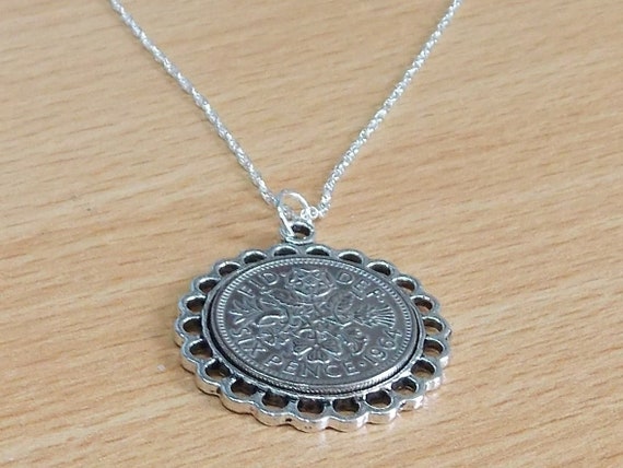 Fine Pendant 1964 Lucky sixpence 60th Birthday plus a Sterling Silver Chain 60th birthday gift for women Thinking Of You,  Special Friend