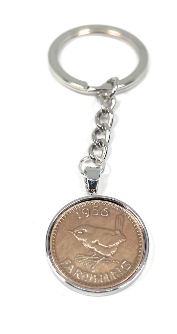 1956 69th Birthday Keyring-Farthing Keyring- Mum, Dad, Brother, Sister- 69th Birthday-Coin Keyring, Farthing Coin, 69th Anniversary