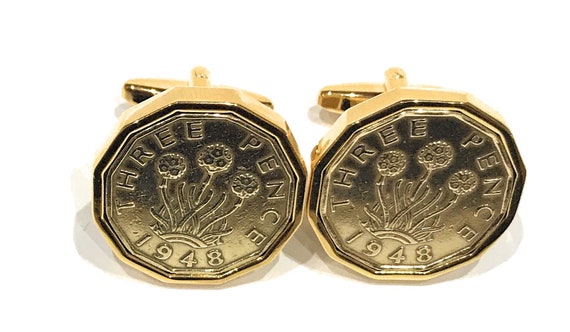 1948 Threepence 3d 76th birthday Cufflinks - Original 1948 threepence coin cufflinks 76th Thinking Of You,  Special Friend, Mum, 76th Dad