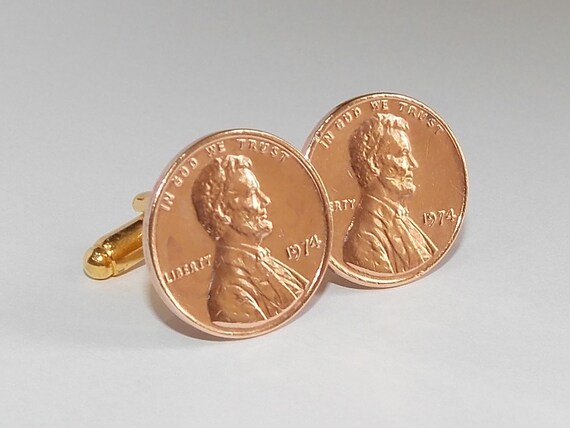 1975 49th Birthday / Anniversary 1 cent lincoln coin cufflinks Thinking Of You,  Special Friend, Mum, Dad, Loved One, 49th dad, 49th Brother