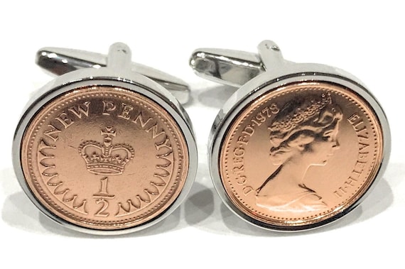 42nd Birthday 1983 Old Half Pence Coin Cufflinks - 1983 42nd birthday Thinking Of You,  Special Friend, Mum, Dad, Loved One, 42nd dad