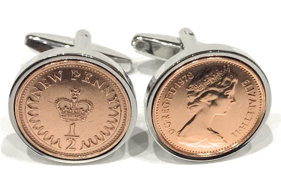 41st Birthday 1983 Old Half Pence Coin Cufflinks - 1983 41st birthday Thinking Of You,  Special Friend, Mum, Dad, Loved One, 41st dad