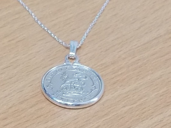 1924 100th Birthday / Anniversary sixpence coin pendant Sterling Silver chain  100th birthday gift for women