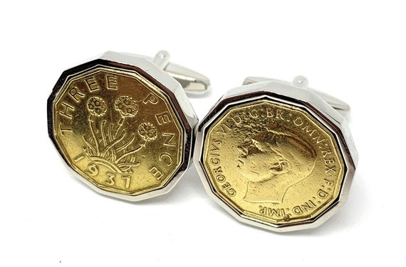 1937 Threepence 3d 87th birthday Cufflinks, 1937 Dads Gift, Threepence cufflinks, 87th Mens Gift, Fathers Day Gift, Gift for Him  HT SLV