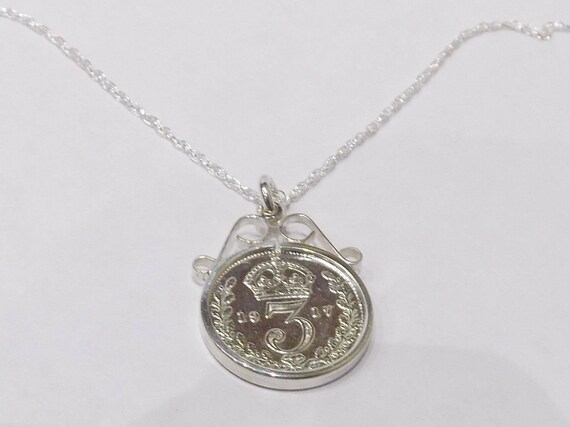 1919 104th Birthday / Anniversary 3D Threepence coin pendant plus 18inch SS chain 104th birthday, 104th birthday gift