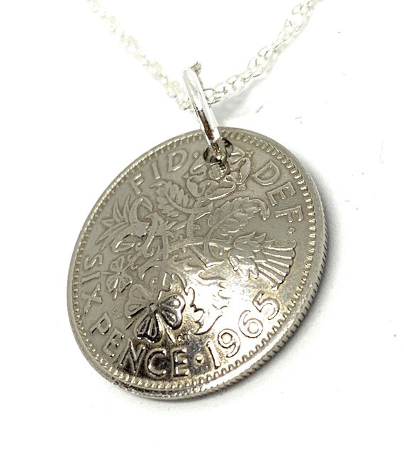 1965 Domed sixpence coin pendant, 60th birthday gift, 1965 birthday gift, Gift from 1965, Womens gifts, 60th, 1965, gift for 60th birthday