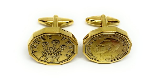 1937 Threepence 3d 88th birthday Cufflinks, 1937 Dads Gift, Threepence cufflinks, 88th Mens Gift, Fathers Day Gift, Gift for Him  HT GLD