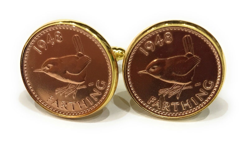 Luxury 1955 Farthing Cufflinks for a 66th birthday 66th birthday gift from 1955 Thinking Of You 66th Original british Farthings