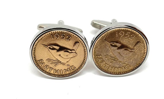 73rd Birthday 1952 Farthing Coin Cufflinks in 73rd Birthday Present from 1952, Thinking Of You, Mum, Dad Rose Gold