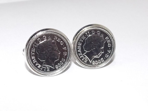 2009 14th Anniversary Ivory Wedding Anniversary coin cufflinks - for a wedding in 2009 anniversary, Mens gift, Wedding in 2009, 2009 Ivory