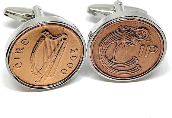 2000 26th Birthday gift Irish Penny for Luck cufflinks: Silver, Gold or RoseGold Plated