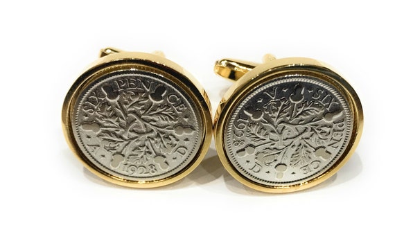 1930 Sixpence Cufflinks 94th birthday.  Original sixpence coins Great gift from 1930 GLD Thinking Of You,  Special Friend, Mum, Dad
