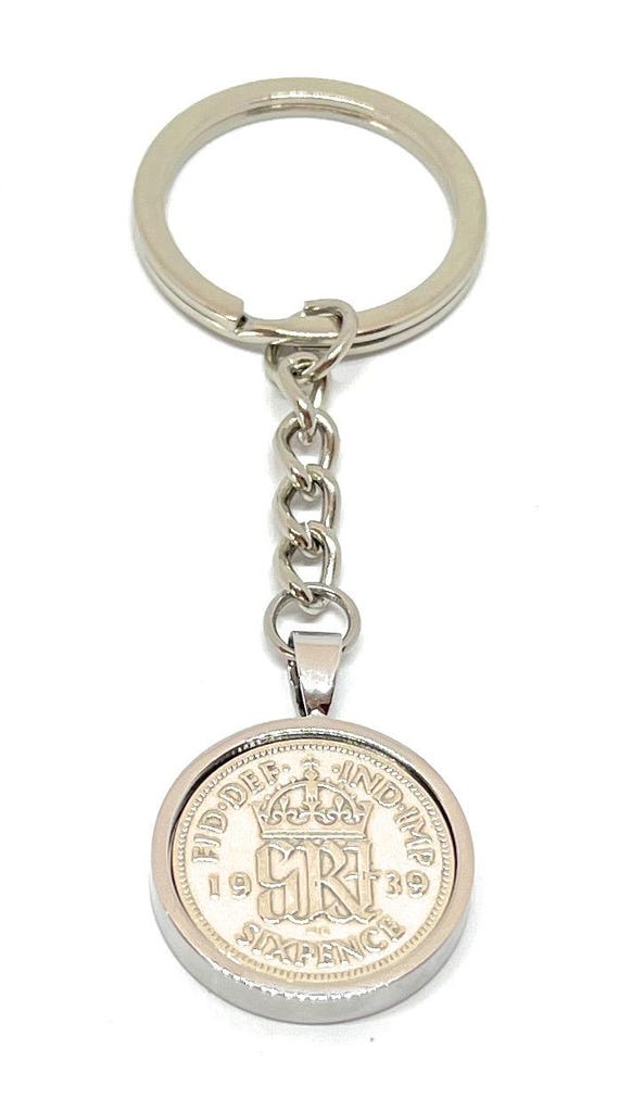 1939 86th Birthday Keyring Sixpence Keyring- Mum, Dad, Brother, Sister 86th Birthday Coin Keyring, Sixpence Coin, 86th Anniversary gift